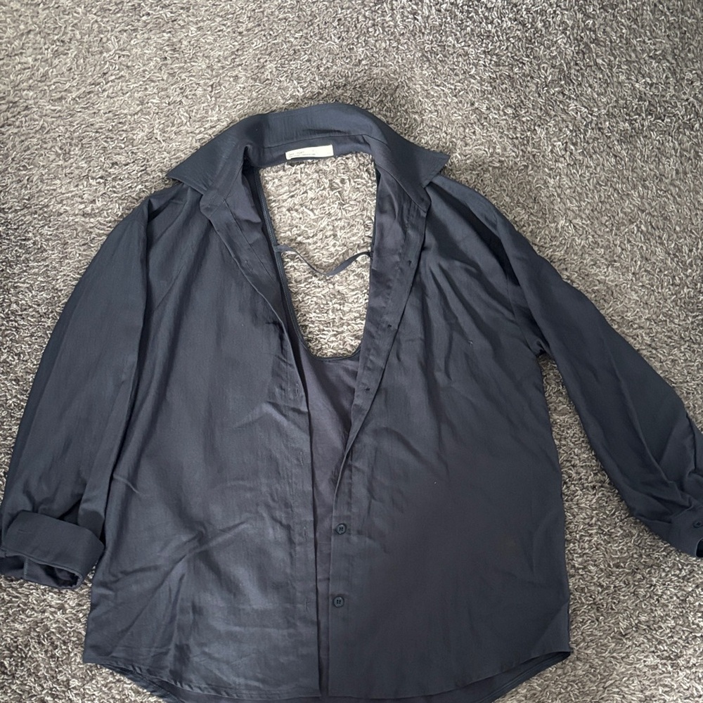 OAK + FORT Dark Gray / Blue Shirt
